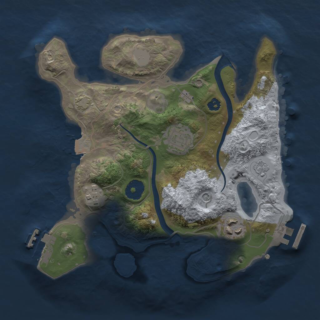 Rust Map: Procedural Map, Size: 2500, Seed: 421295976, 9 Monuments