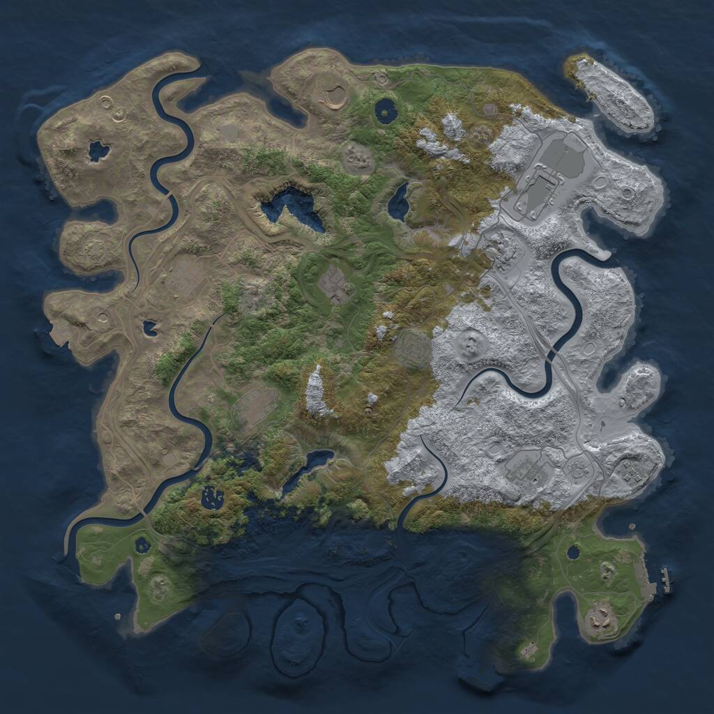 Rust Map: Procedural Map, Size: 4500, Seed: 53222764, 17 Monuments