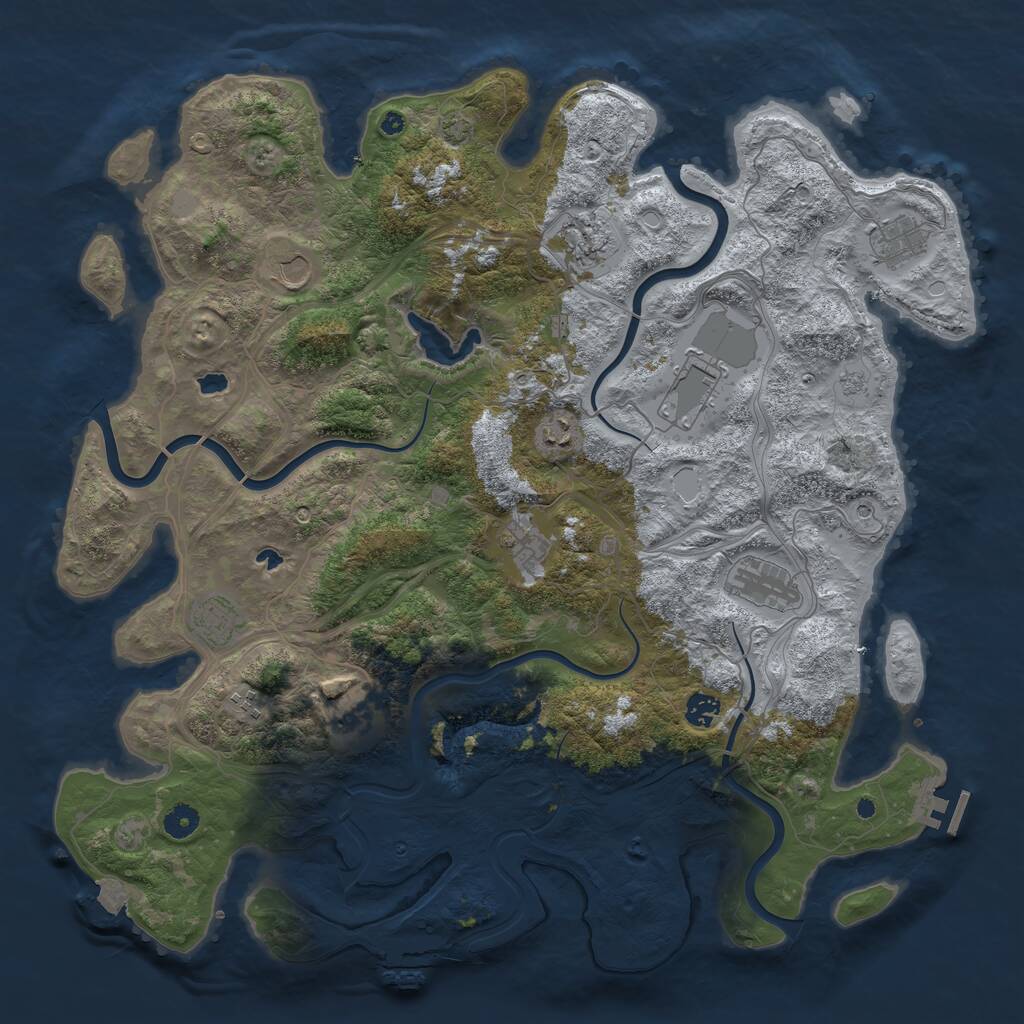 Rust Map: Procedural Map, Size: 4500, Seed: 7162685, 17 Monuments
