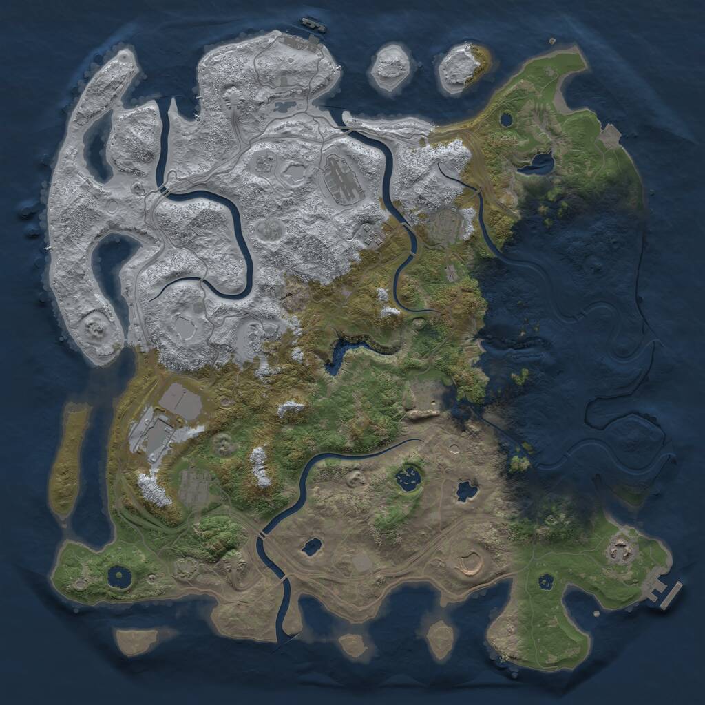 Rust Map: Procedural Map, Size: 4500, Seed: 619910176, 16 Monuments