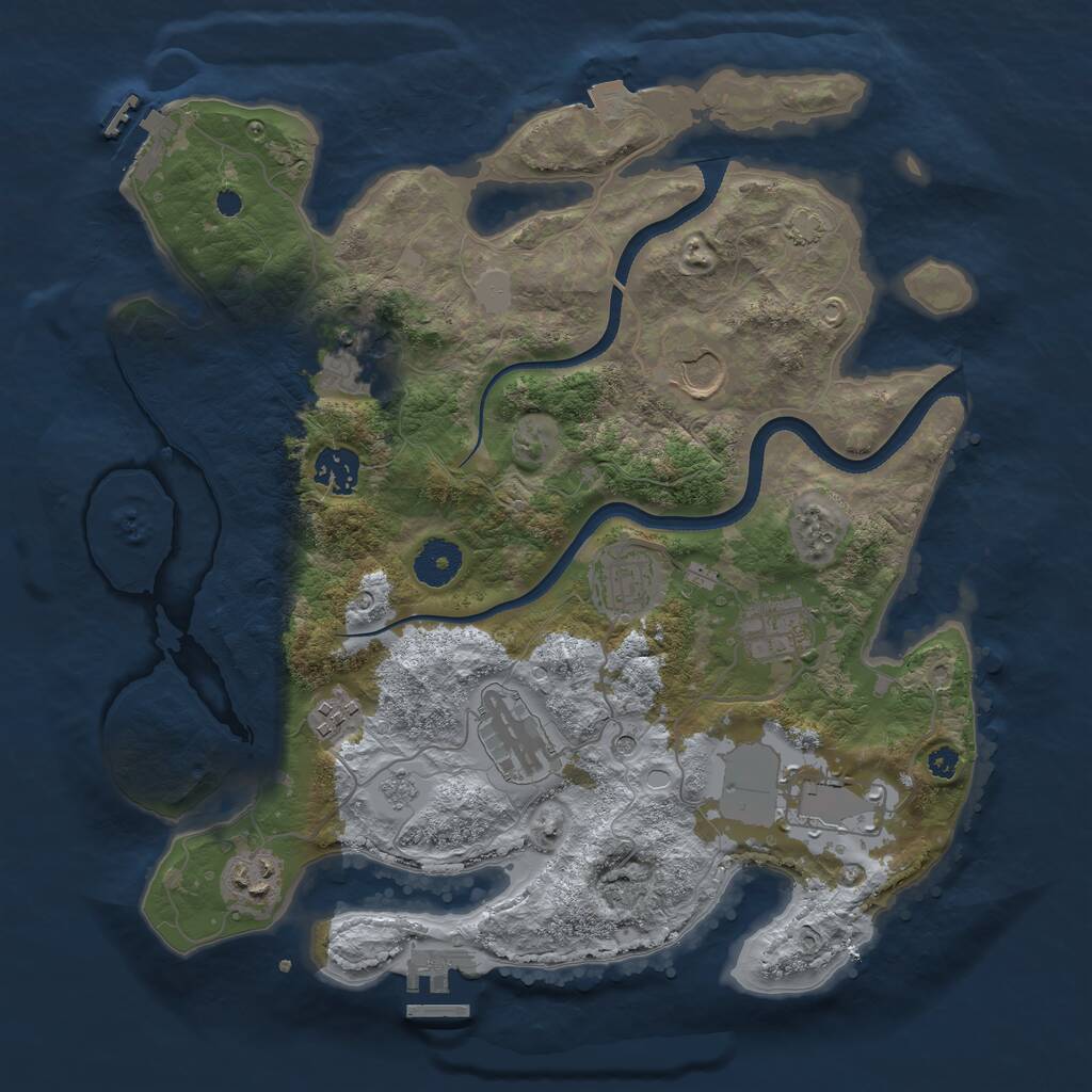 Rust Map: Procedural Map, Size: 3500, Seed: 412988299, 15 Monuments