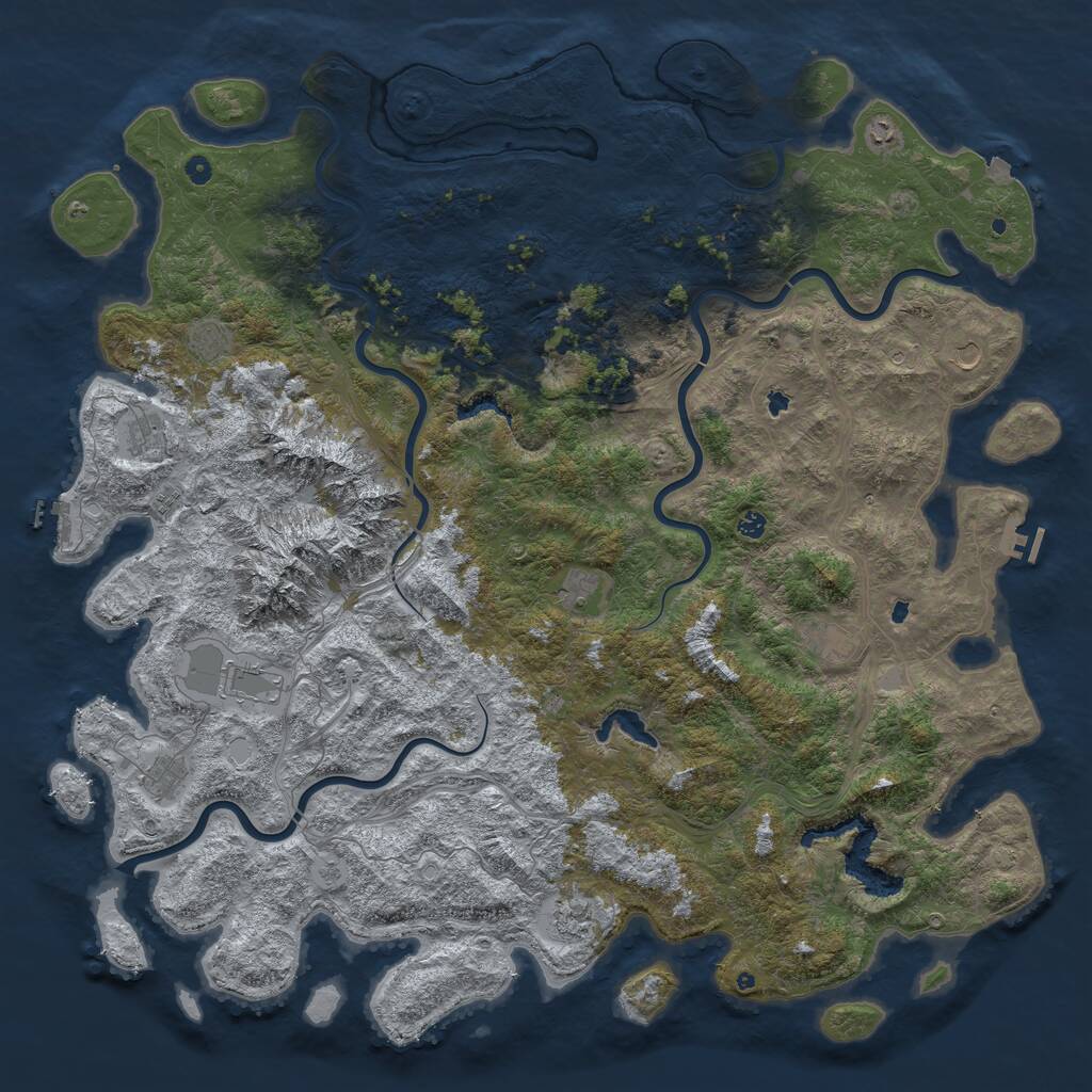 Rust Map: Procedural Map, Size: 6000, Seed: 1207218423, 17 Monuments