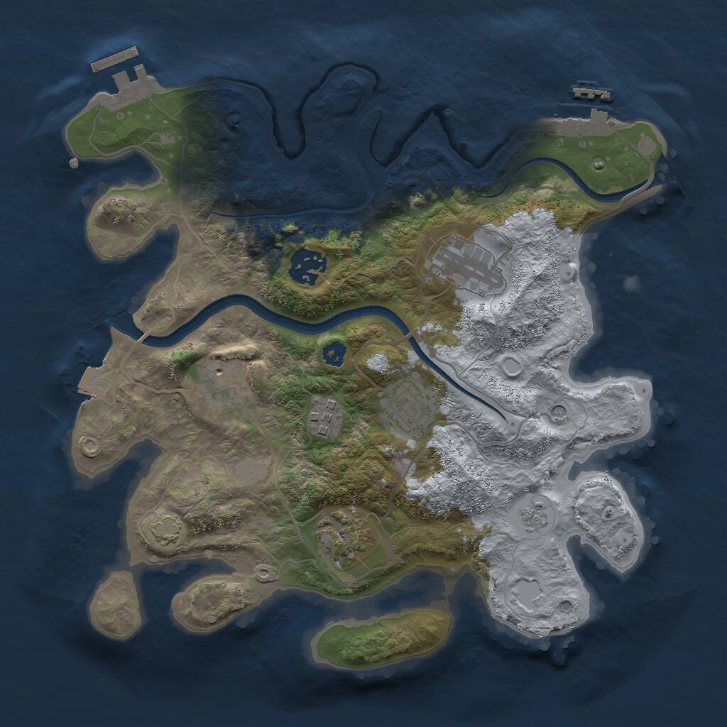 Rust Map: Procedural Map, Size: 3000, Seed: 15255, 12 Monuments