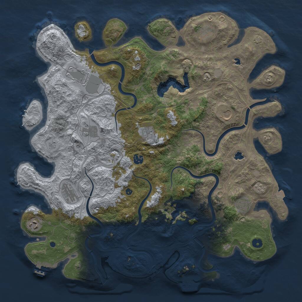 Rust Map: Procedural Map, Size: 4500, Seed: 299543516, 16 Monuments