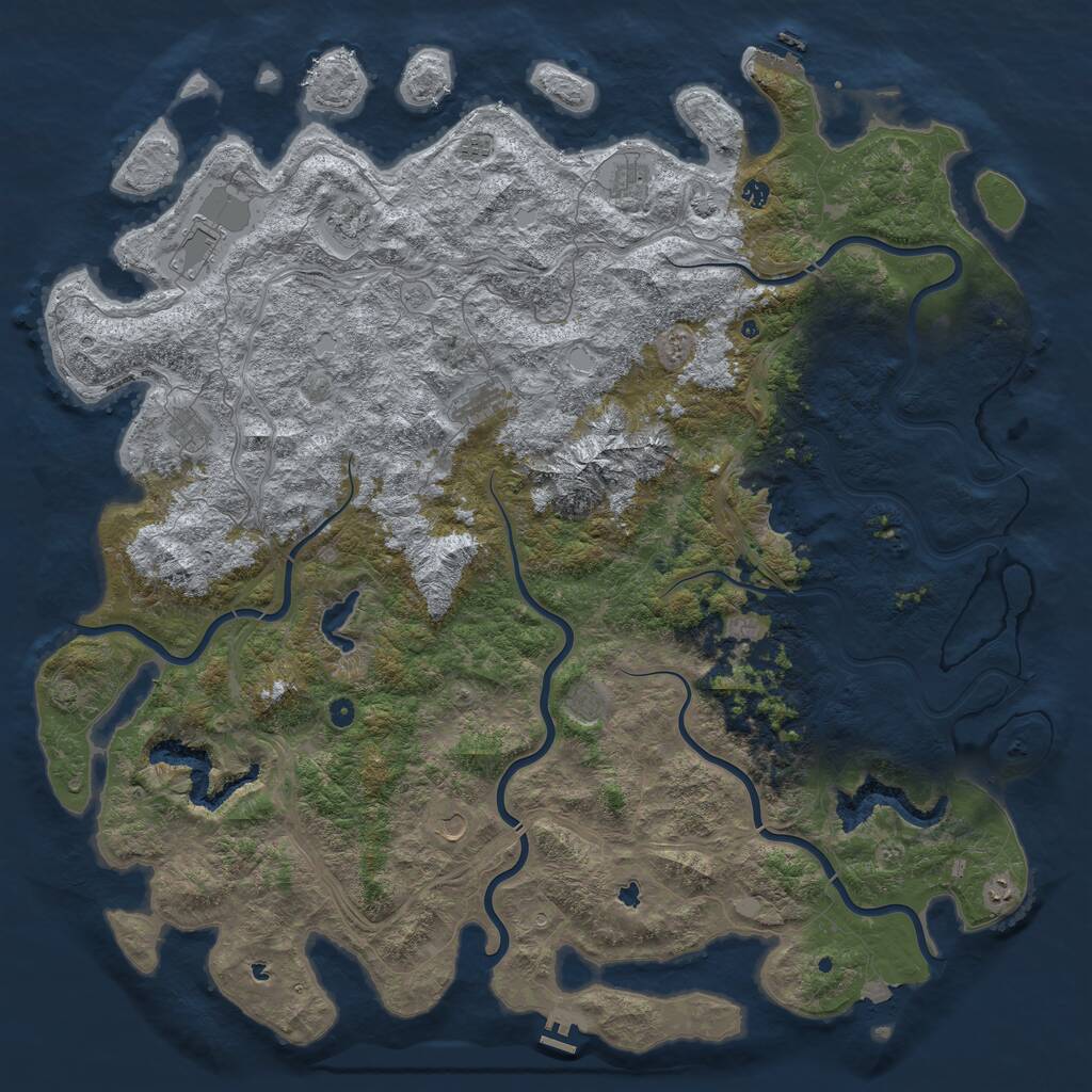 Rust Map: Procedural Map, Size: 6000, Seed: 1580856493, 17 Monuments