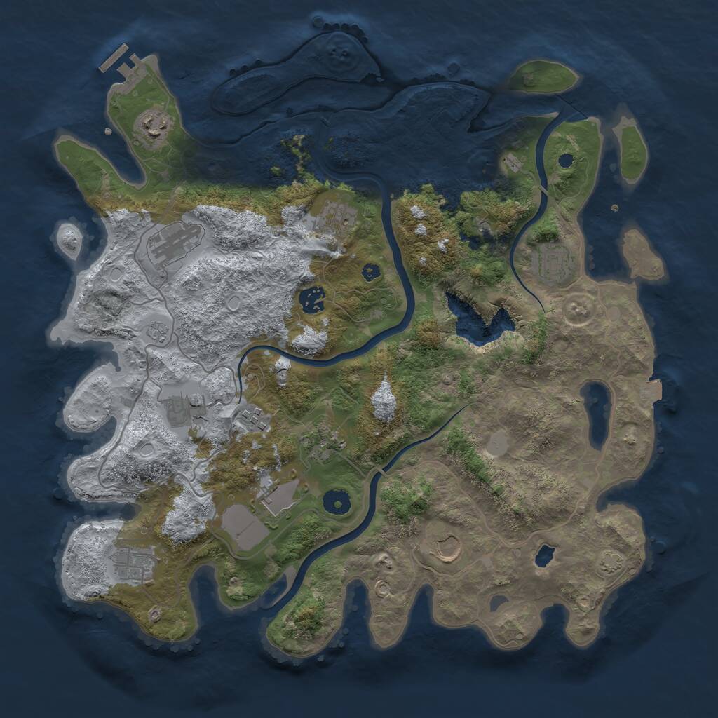 Rust Map: Procedural Map, Size: 4000, Seed: 1723713996, 16 Monuments