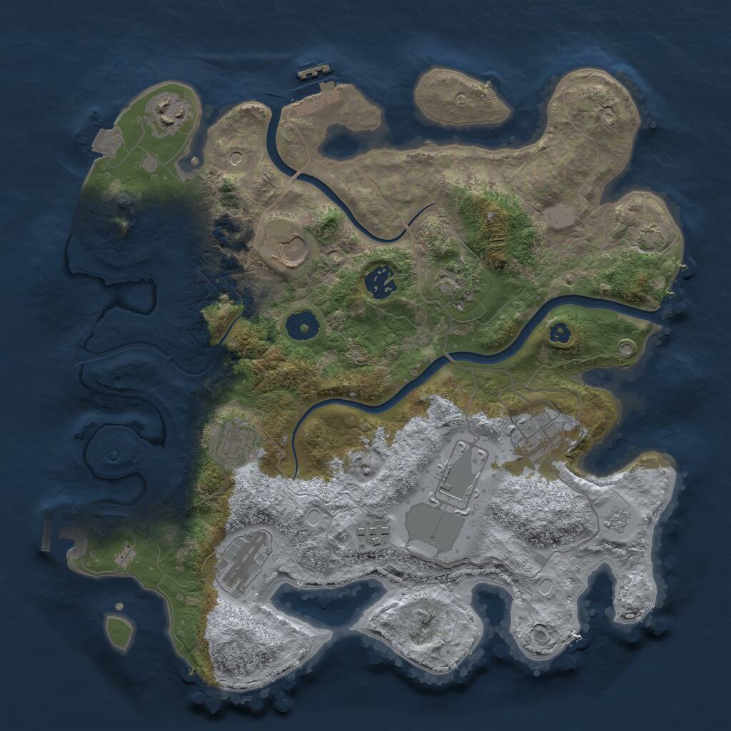 Rust Map: Procedural Map, Size: 3500, Seed: 68593465, 15 Monuments