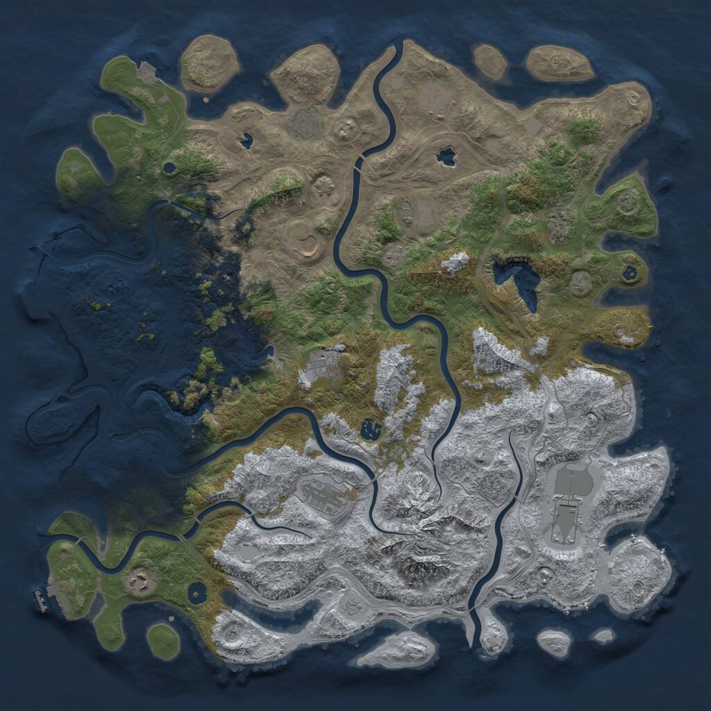 Rust Map: Procedural Map, Size: 5000, Seed: 1273571341, 17 Monuments