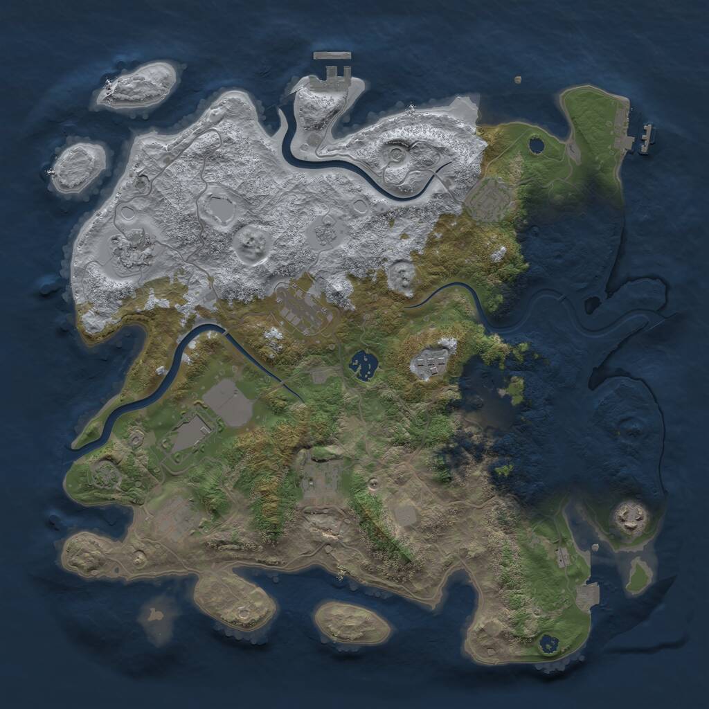 Rust Map: Procedural Map, Size: 3800, Seed: 87414533, 16 Monuments