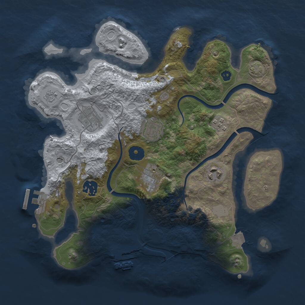 Rust Map: Procedural Map, Size: 3000, Seed: 22229, 12 Monuments