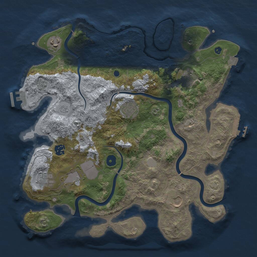Rust Map: Procedural Map, Size: 3600, Seed: 343, 14 Monuments