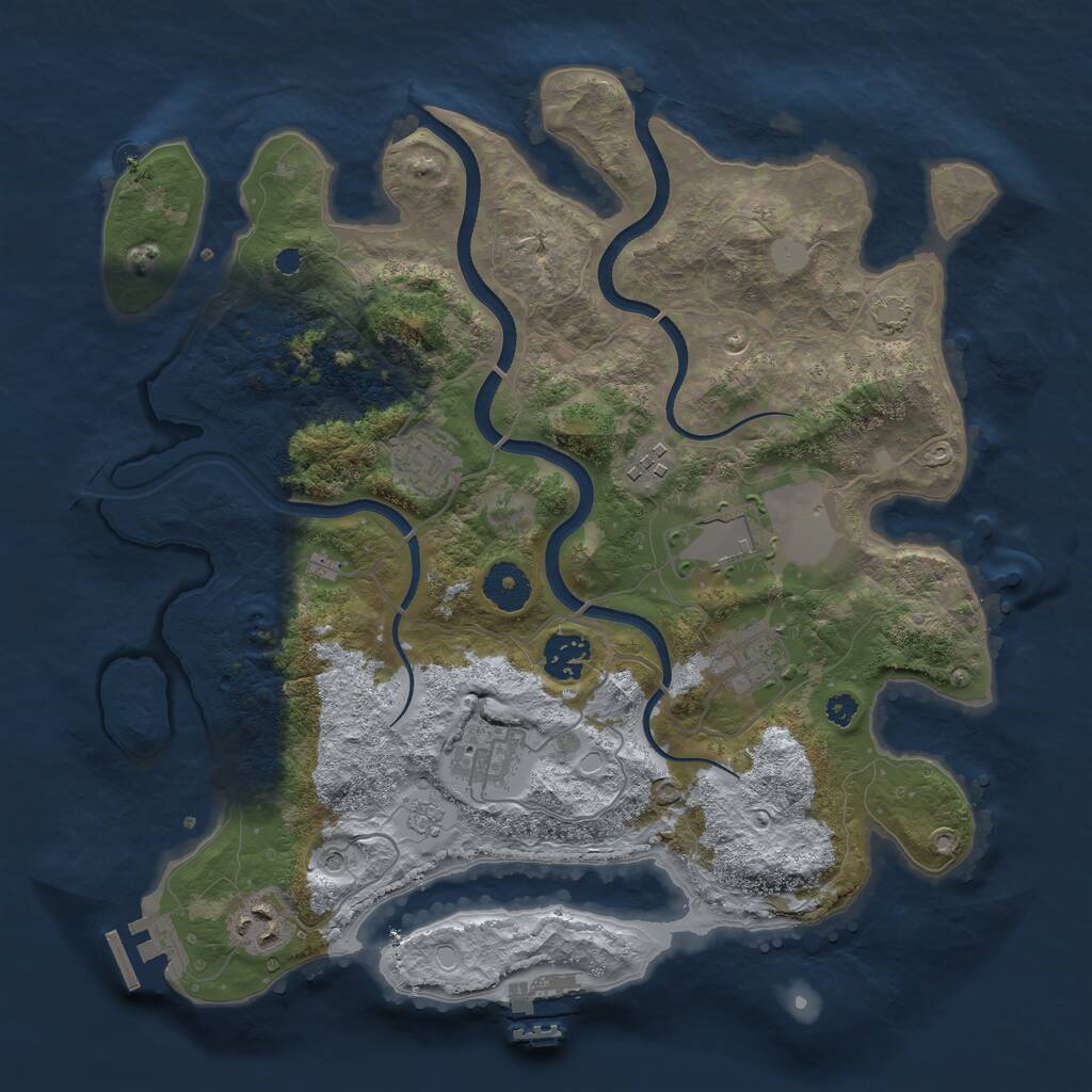 Rust Map: Procedural Map, Size: 3500, Seed: 777773973, 13 Monuments