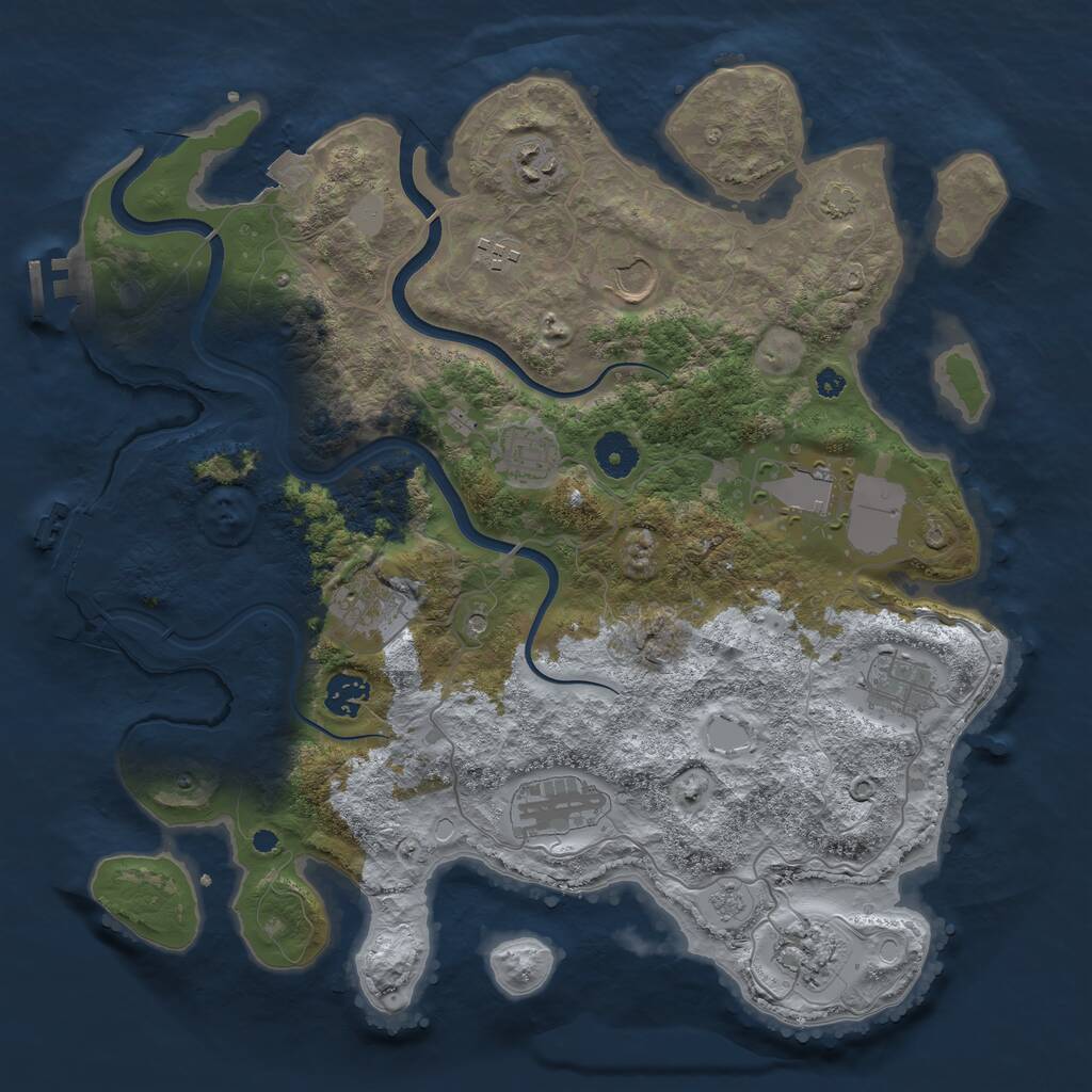Rust Map: Procedural Map, Size: 3750, Seed: 653488541, 16 Monuments