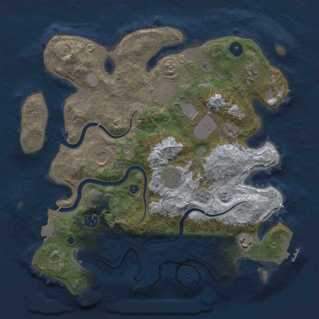 Rust Map: Procedural Map, Size: 3500, Seed: 9873645, 13 Monuments