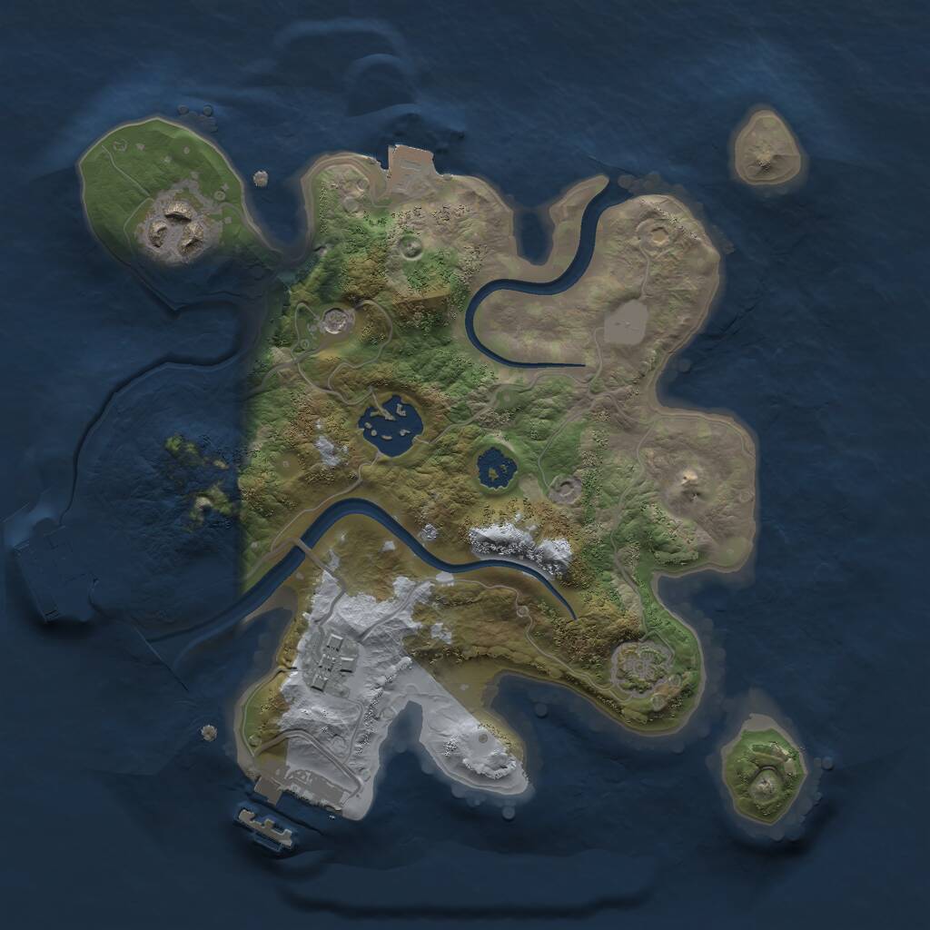 Rust Map: Procedural Map, Size: 2400, Seed: 543625, 8 Monuments