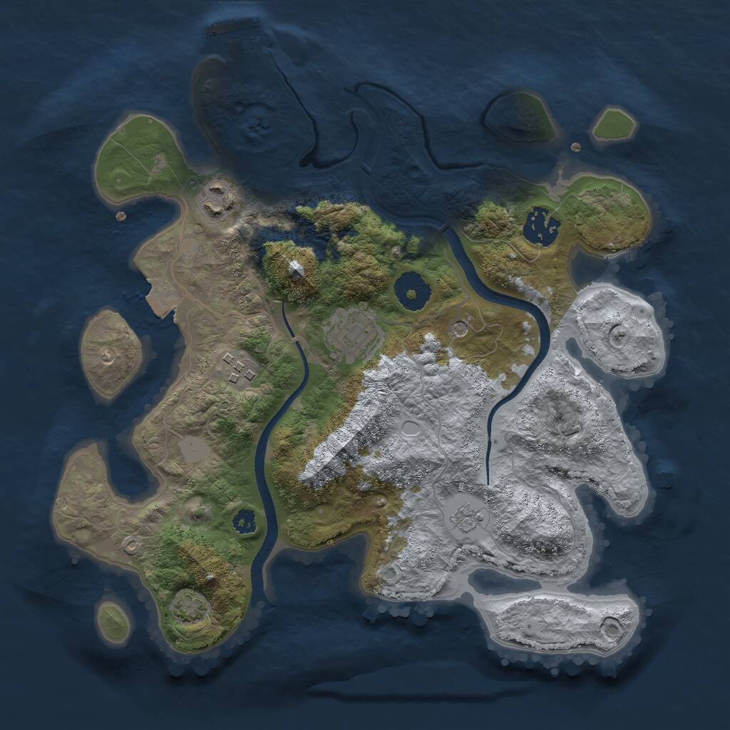 Rust Map: Procedural Map, Size: 3000, Seed: 31605, 9 Monuments