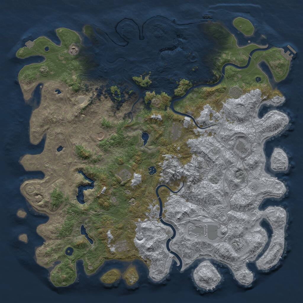Rust Map: Procedural Map, Size: 5500, Seed: 1076900721, 17 Monuments