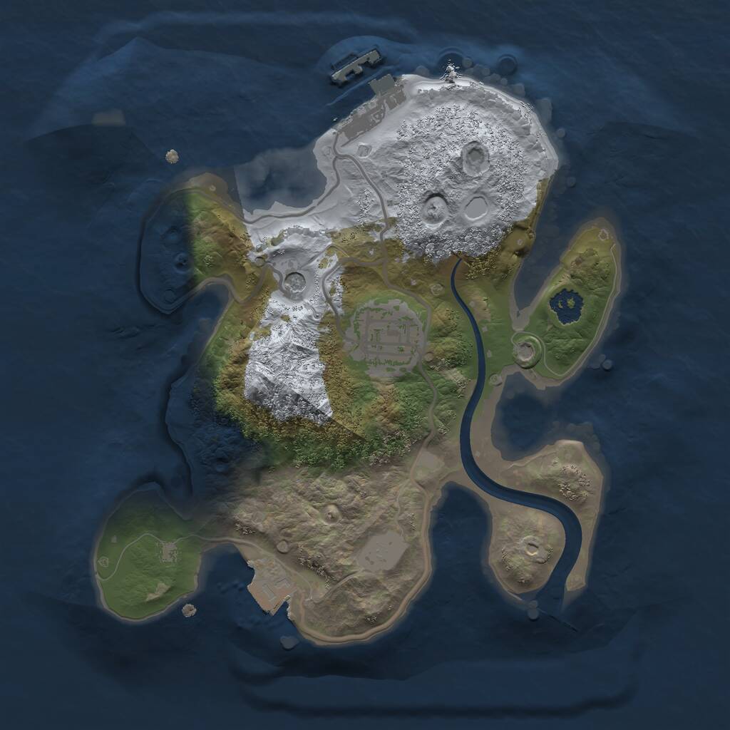 Rust Map: Procedural Map, Size: 2202, Seed: 1, 4 Monuments