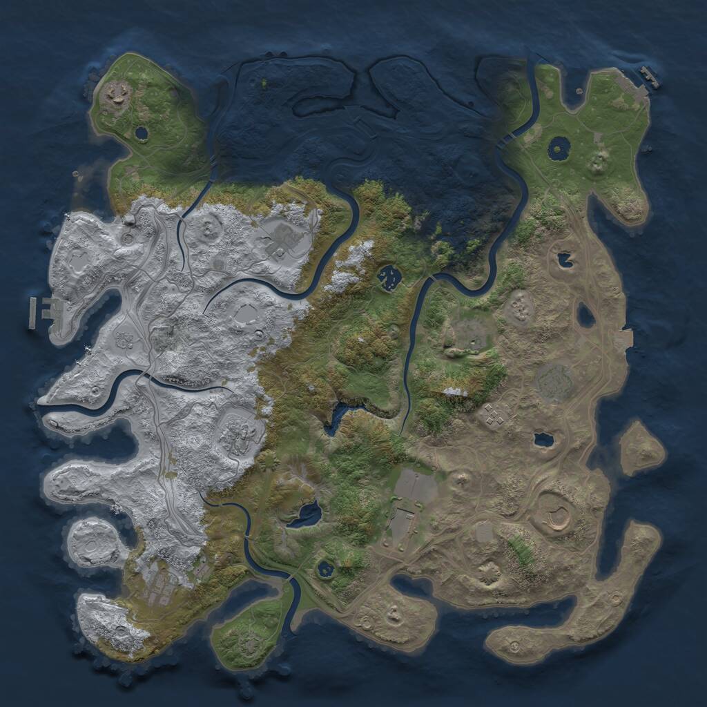 Rust Map: Procedural Map, Size: 4500, Seed: 1723636151, 16 Monuments