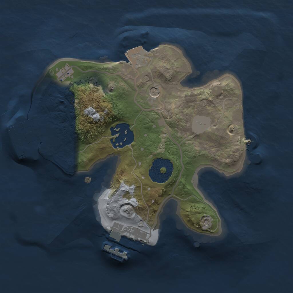 Rust Map: Procedural Map, Size: 1800, Seed: 543625, 5 Monuments