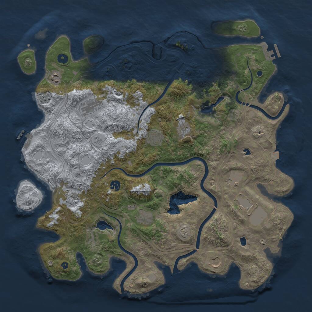 Rust Map: Procedural Map, Size: 4500, Seed: 103266900, 17 Monuments