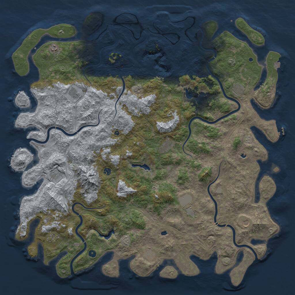 Rust Map: Procedural Map, Size: 6000, Seed: 691776312, 17 Monuments