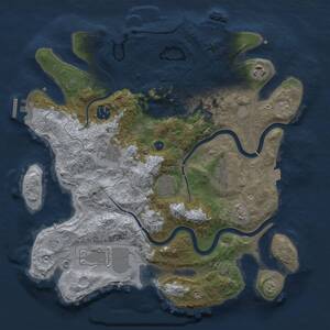 Thumbnail Rust Map: Procedural Map, Size: 3500, Seed: 32633, 13 Monuments
