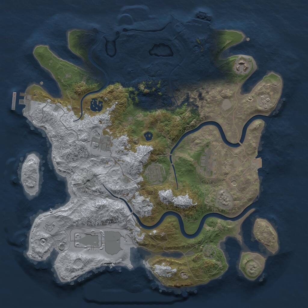 Rust Map: Procedural Map, Size: 3500, Seed: 32633, 13 Monuments