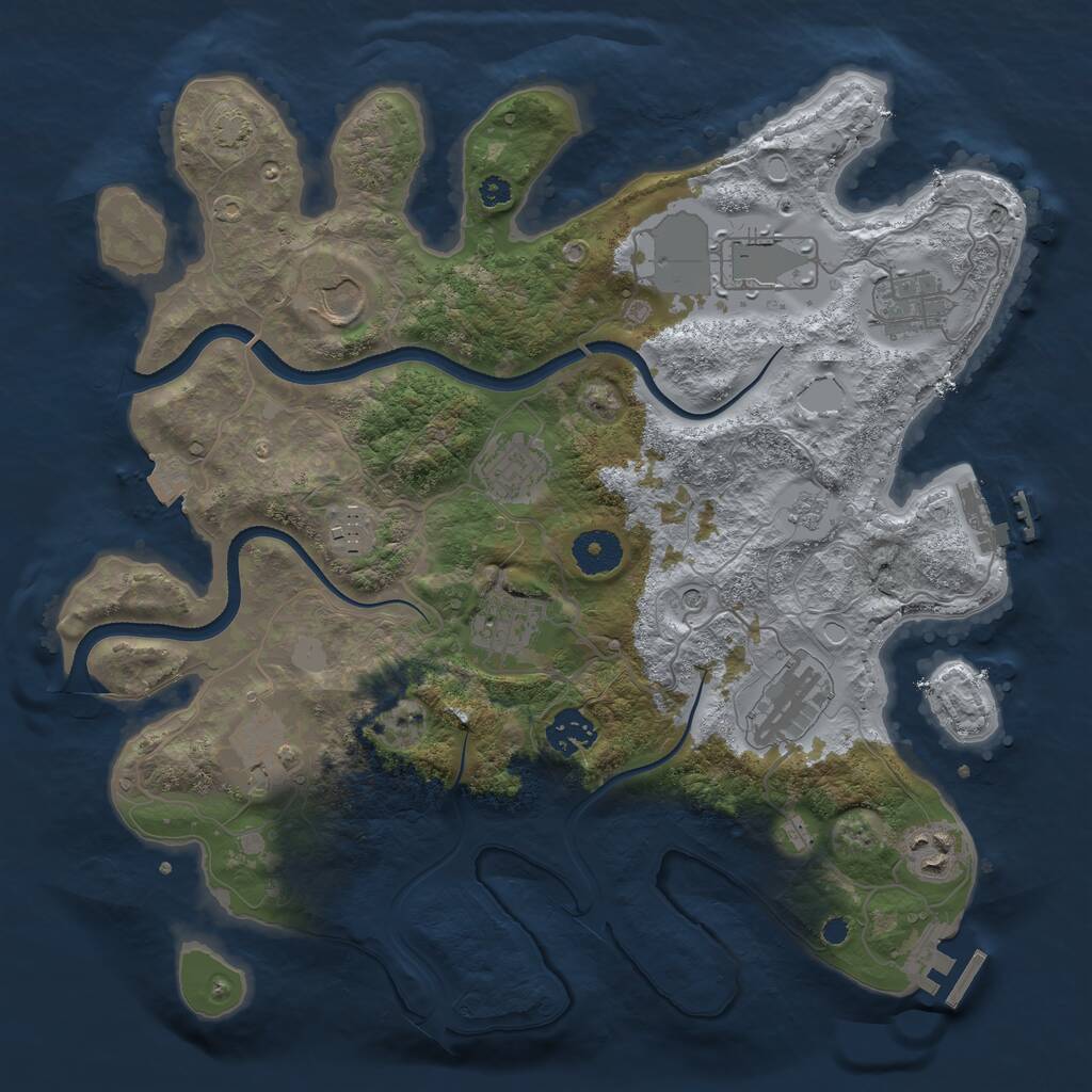 Rust Map: Procedural Map, Size: 3500, Seed: 2423242, 16 Monuments