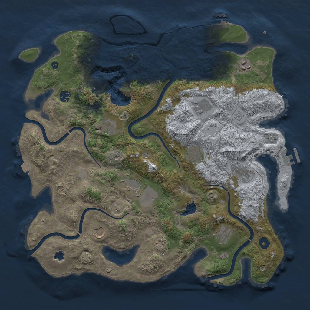 Rust Map: Procedural Map, Size: 4150, Seed: 1386408760, 17 Monuments