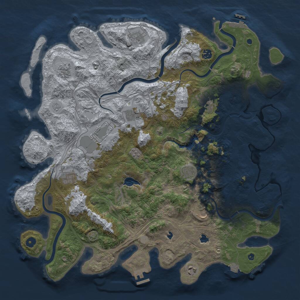 Rust Map: Procedural Map, Size: 4500, Seed: 110981569, 17 Monuments