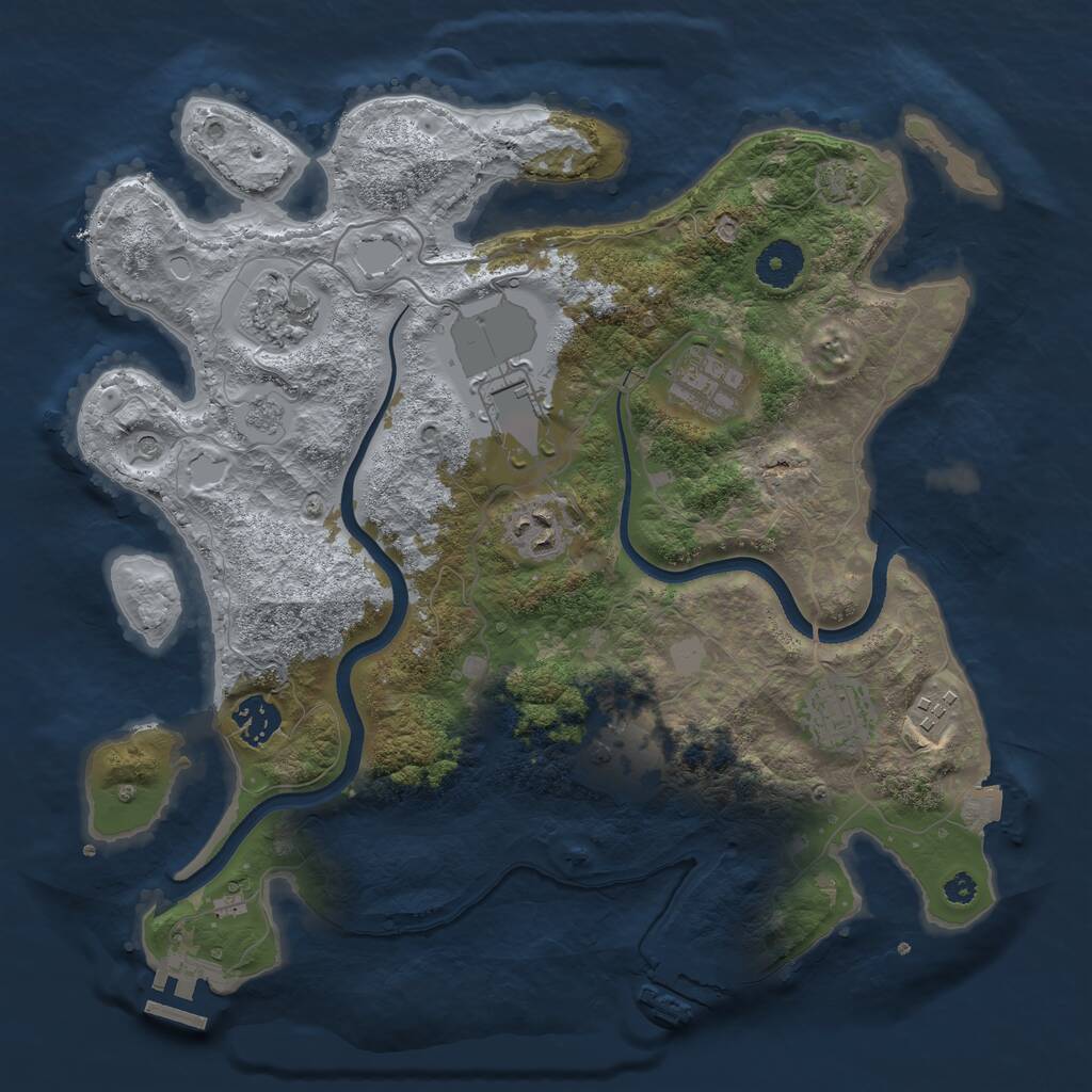 Rust Map: Procedural Map, Size: 3500, Seed: 771299, 14 Monuments