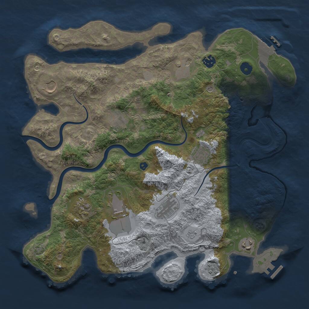 Rust Map: Procedural Map, Size: 3800, Seed: 71, 16 Monuments