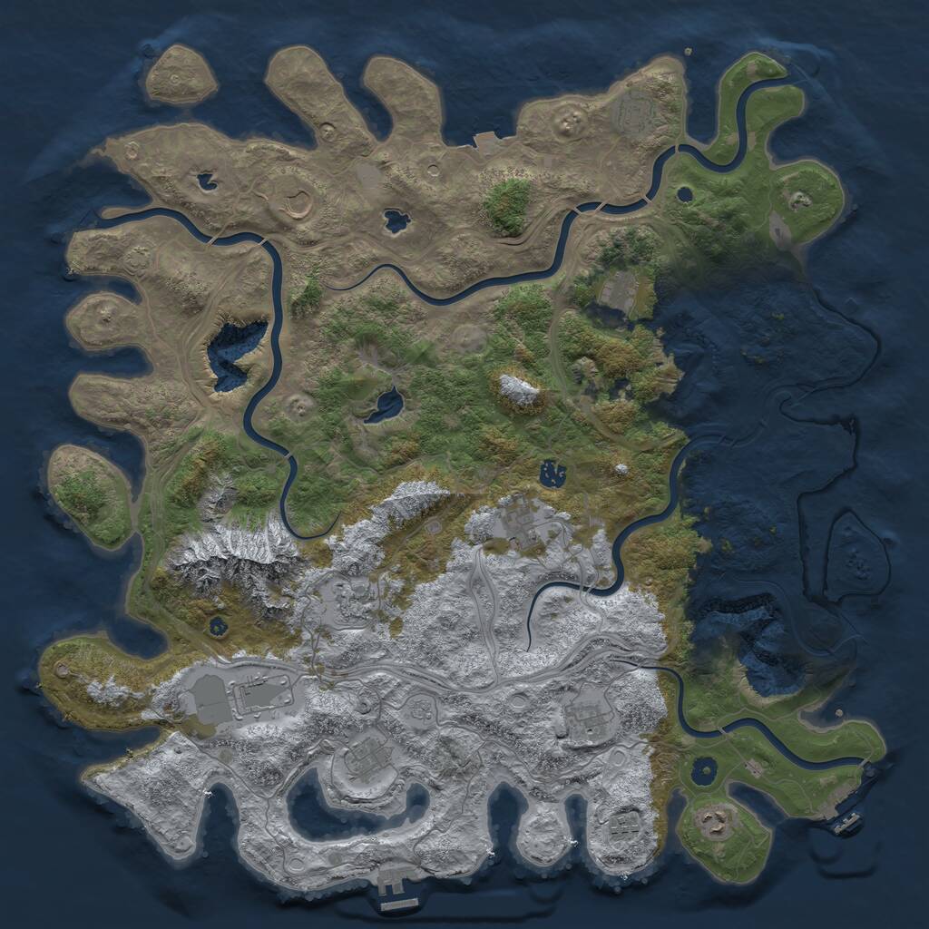 Rust Map: Procedural Map, Size: 5000, Seed: 808489829, 17 Monuments