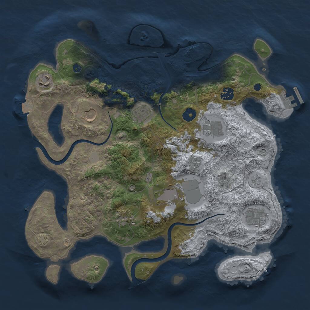 Rust Map: Procedural Map, Size: 3500, Seed: 720933403, 14 Monuments