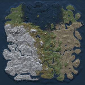 Thumbnail Rust Map: Procedural Map, Size: 6000, Seed: 2013487397, 17 Monuments