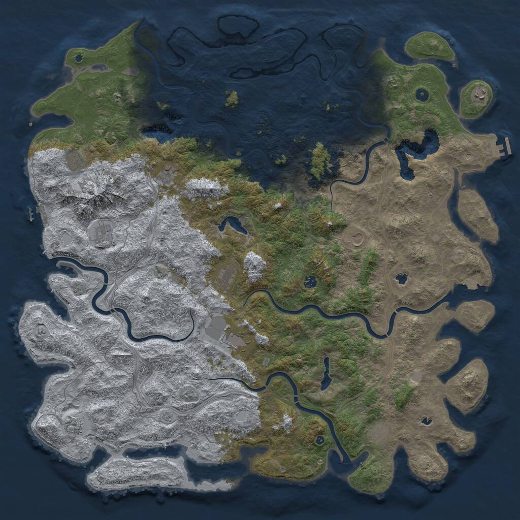 Rust Map: Procedural Map, Size: 6000, Seed: 2013487397, 17 Monuments