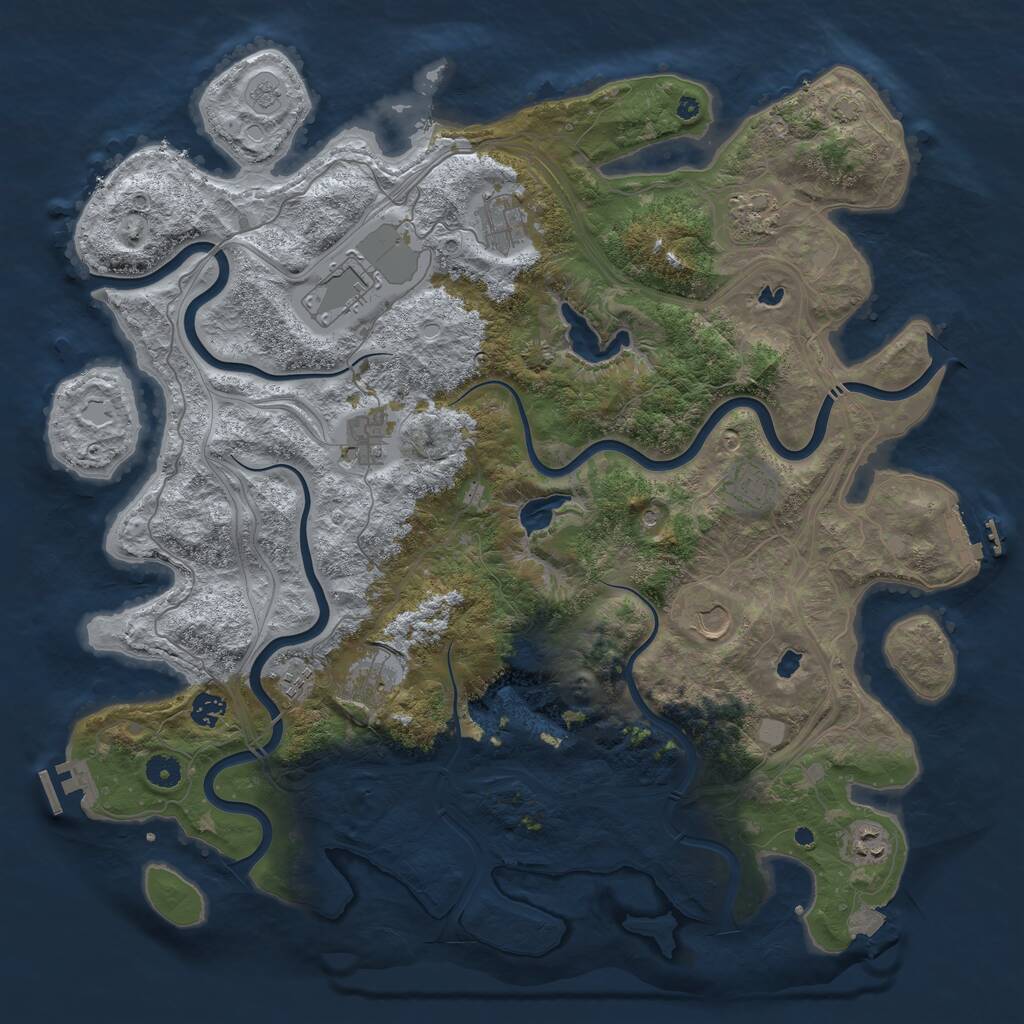 Rust Map: Procedural Map, Size: 4500, Seed: 1081281718, 16 Monuments