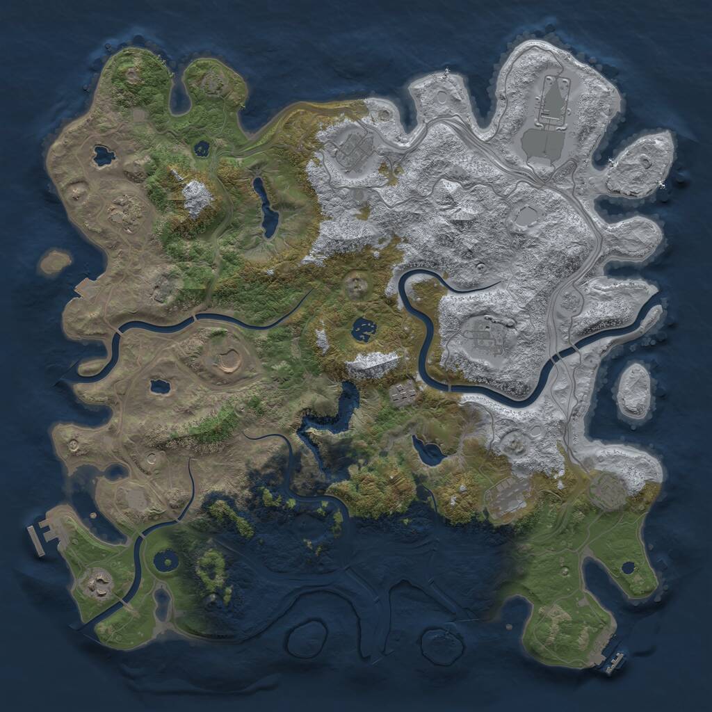 Rust Map: Procedural Map, Size: 4500, Seed: 1368390433, 16 Monuments