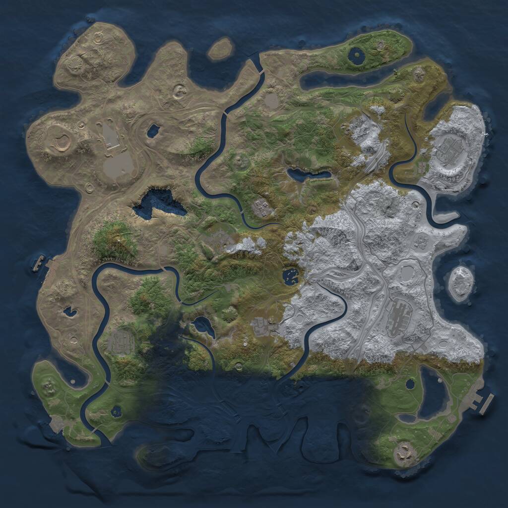 Rust Map: Procedural Map, Size: 4500, Seed: 301733779, 17 Monuments
