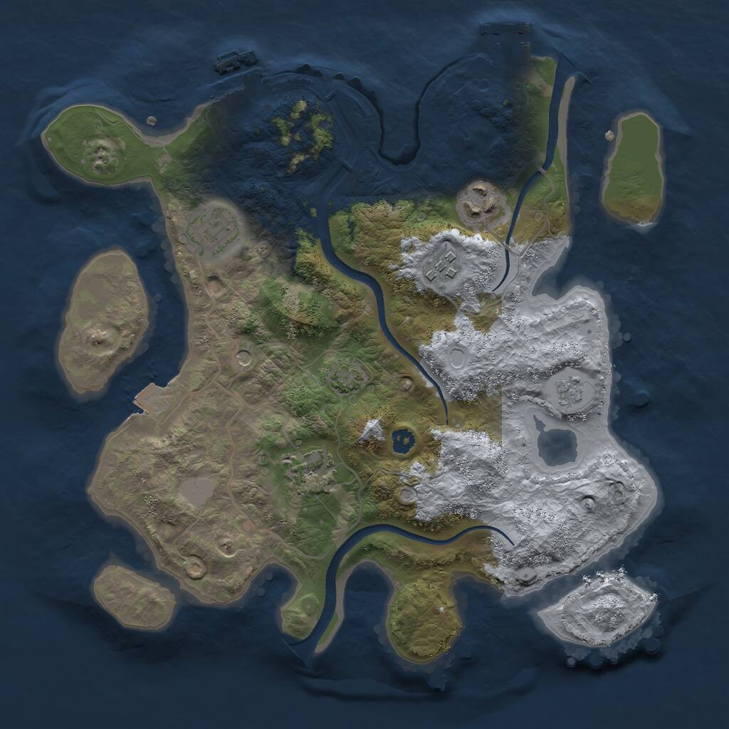 Rust Map: Procedural Map, Size: 3000, Seed: 59342, 10 Monuments
