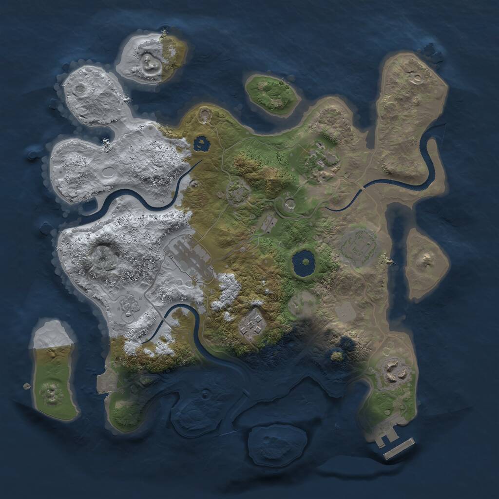 Rust Map: Procedural Map, Size: 3000, Seed: 2175936, 10 Monuments