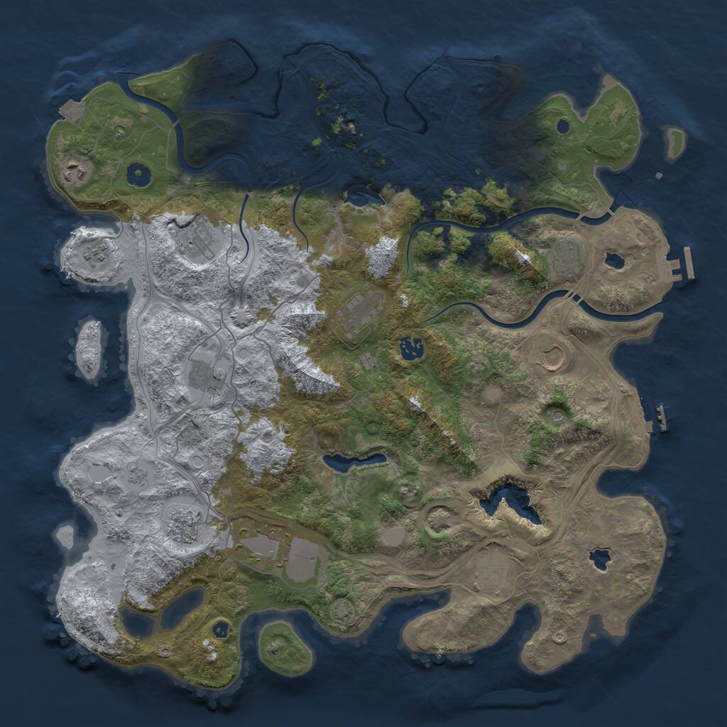 Rust Map: Procedural Map, Size: 4500, Seed: 803080611, 17 Monuments