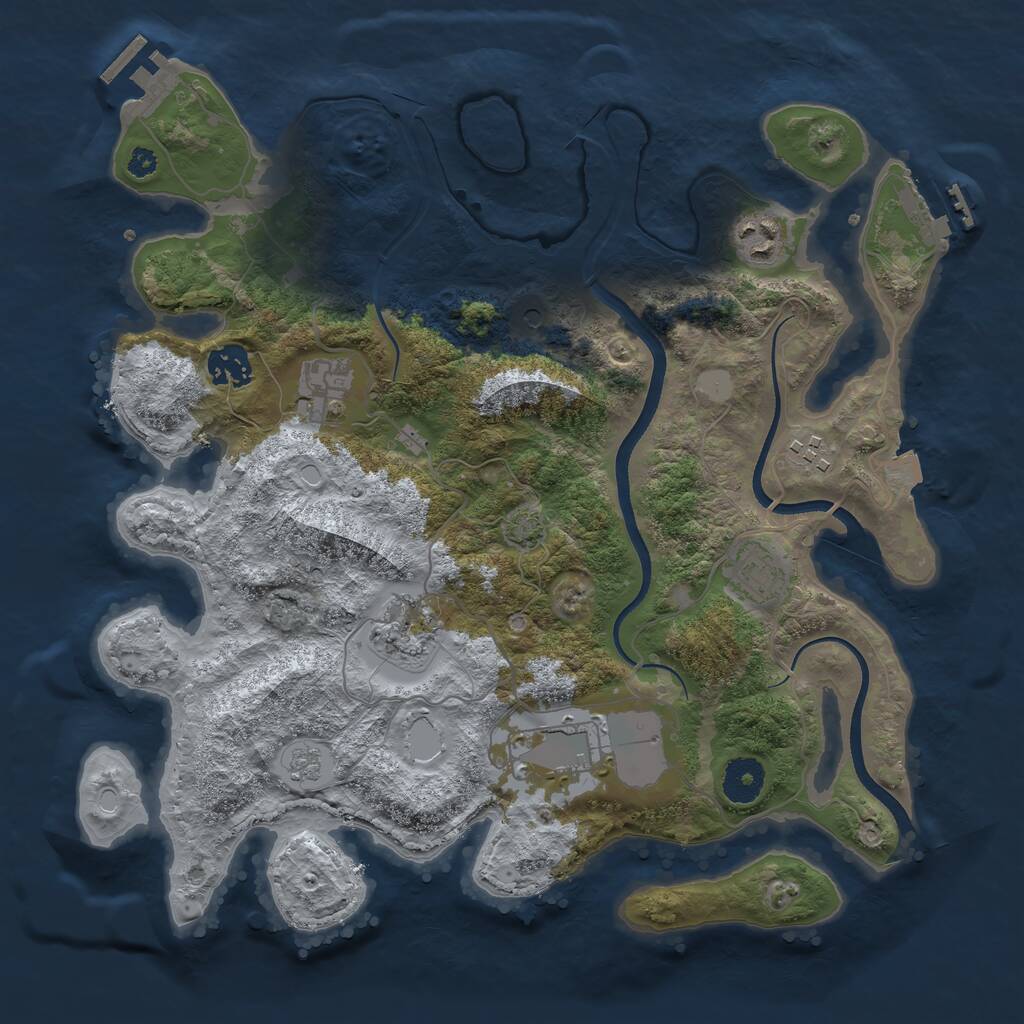 Rust Map: Procedural Map, Size: 3500, Seed: 1223871567, 13 Monuments