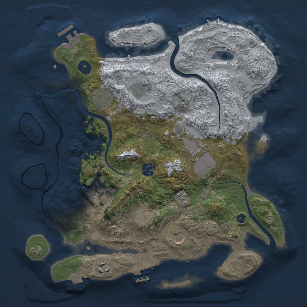 Rust Map: Procedural Map, Size: 3500, Seed: 1001378835, 14 Monuments