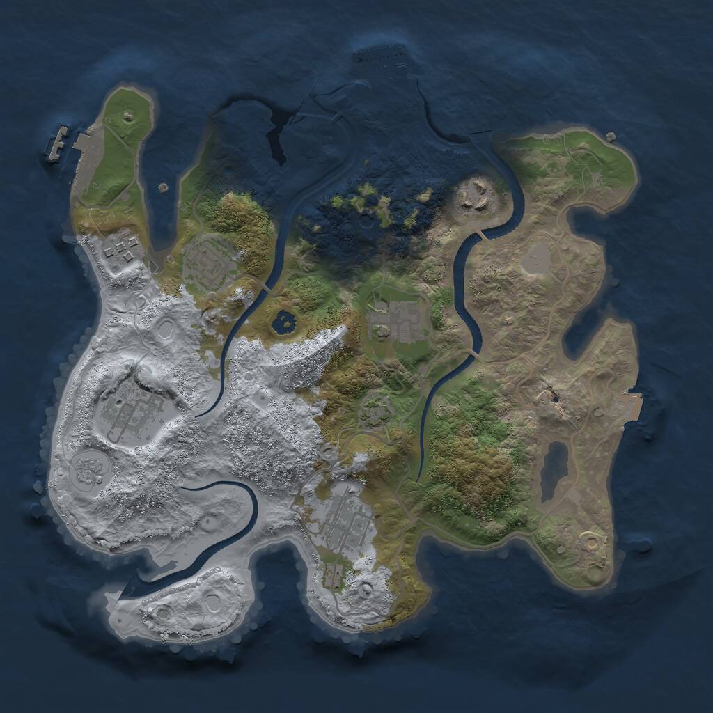Rust Map: Procedural Map, Size: 3000, Seed: 2334761, 12 Monuments