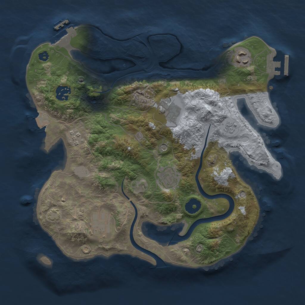 Rust Map: Procedural Map, Size: 3000, Seed: 1386408760, 12 Monuments