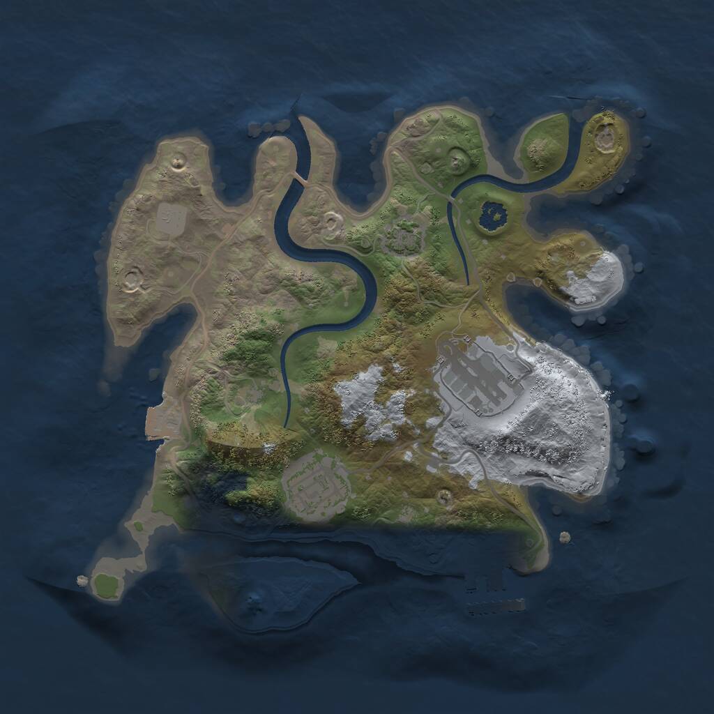 Rust Map: Procedural Map, Size: 2500, Seed: 441965259, 5 Monuments