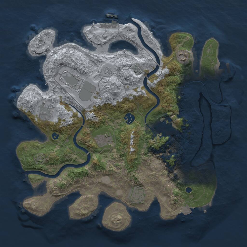 Rust Map: Procedural Map, Size: 3500, Seed: 7469, 14 Monuments