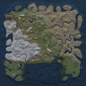 Thumbnail Rust Map: Procedural Map, Size: 6000, Seed: 1039757836, 17 Monuments
